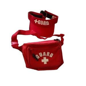 Blarix Guard Fanny Pack Hip Pack Waist Bag 3 Pockets and visor Red